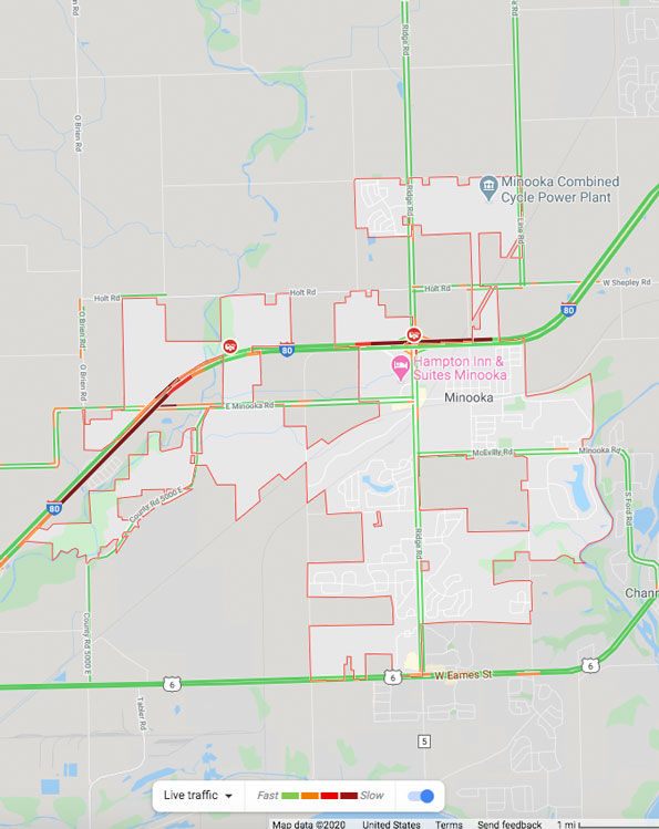 Minooka I-80 Crash Map Friday February 21, 2020