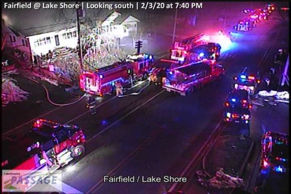 Round Lake fire scene at Fairfield Road and Lake Shore Drive (SOURCE: Lake County Passage Traffic Camera)