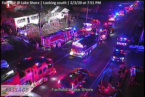 Round Lake fire scene at Fairfield Road and Lake Shore Drive (SOURCE: Lake County Passage Traffic Camera)