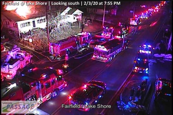 Round Lake fire scene at Fairfield Road and Lake Shore Drive (SOURCE: Lake County Passage Traffic Camera)