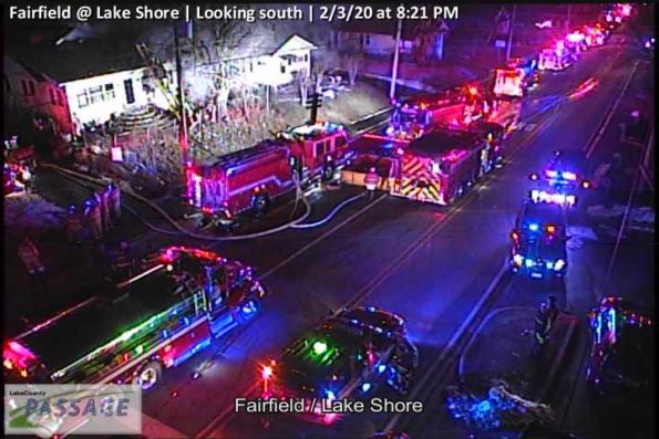 Round Lake fire scene at Fairfield Road and Lake Shore Drive (SOURCE: Lake County Passage Traffic Camera)