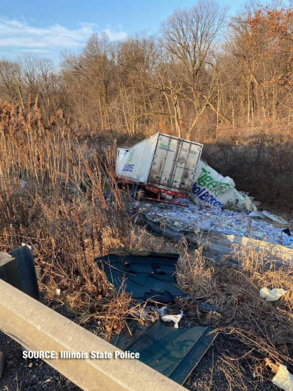 Semi-truck crash on I-80 between I-355 and US 30 (SOURCE: Illinois State Police)