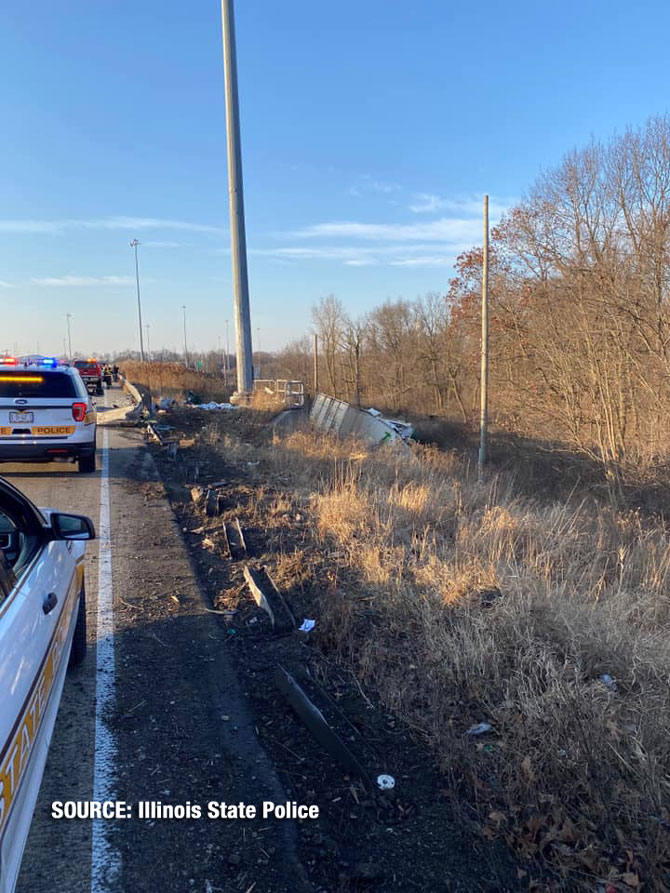 Semi-truck crash on I-80 between I-355 and US 30 (SOURCE: Illinois State Police)