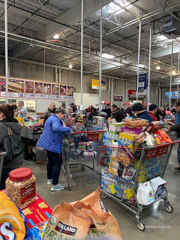 Large crowd at Mount Prospect Costco: Coronavirus pandemic panic buying on Friday, March 13, 2020