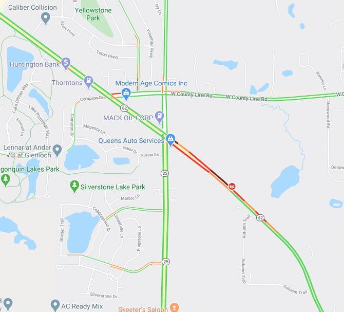 Algonquin Road crash map Friday, April 24, 2020