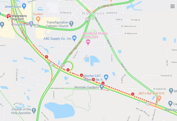 Fatal Crash Map US 12 Wauconda on Thursday, April 16, 2020