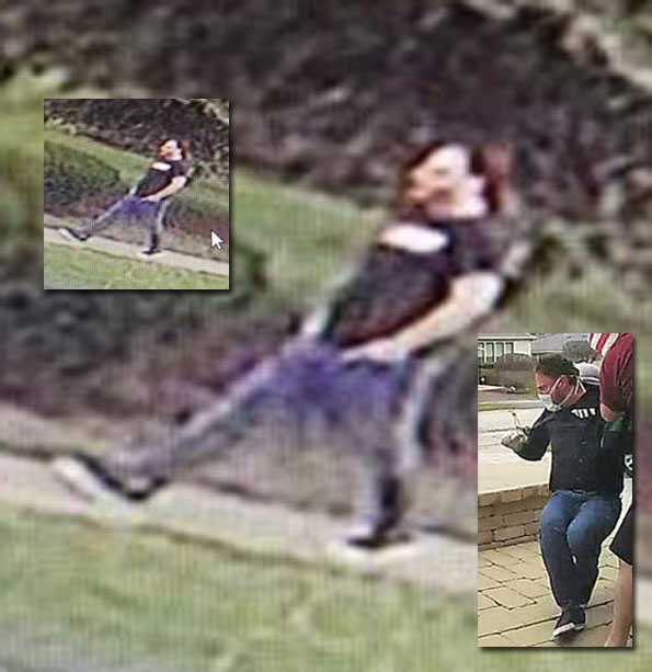 Submitted security image with inset image of suspect in a Ring video that police say is the surviving suspect in a home invasion that resulted in the death of his accomplice