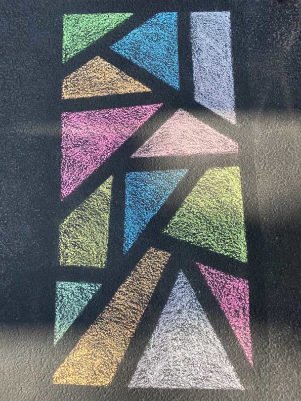 Chalked Stained Glass art on driveway in Arlington Heights