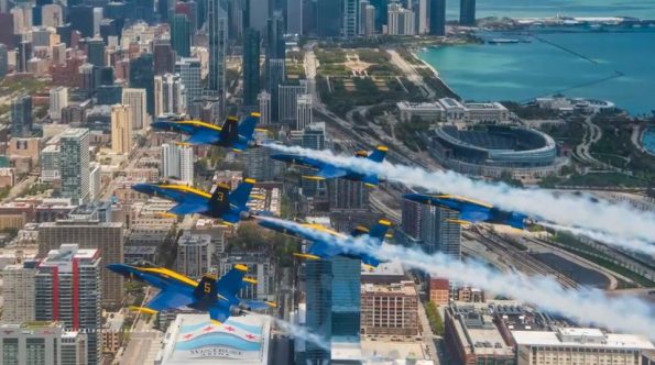 Blue Angels fly over Soldier Field