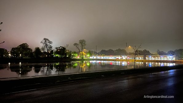 Cypress Basin looks like a bay and the strip mall lights in the background look like harbor lights