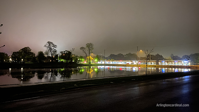 Cypress Basin looks like a bay and the strip mall lights in the background look like harbor lights