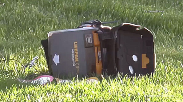 LifePak defibrillator case left behind at scene after paramedics rushed a gunshot victim to Northwest Community Hospital