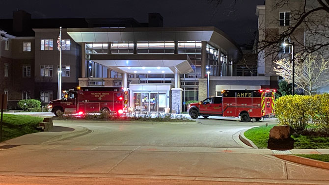 Arlington Heights firefighter/paramedics on a call to transport a patient from the Lutheran Home to Northwest Community Hospital (File video: unknown call) Arlington Heights firefighter/paramedics on a call to transport a patient from the Lutheran Home to Northwest Community Hospital (File video: unknown call)