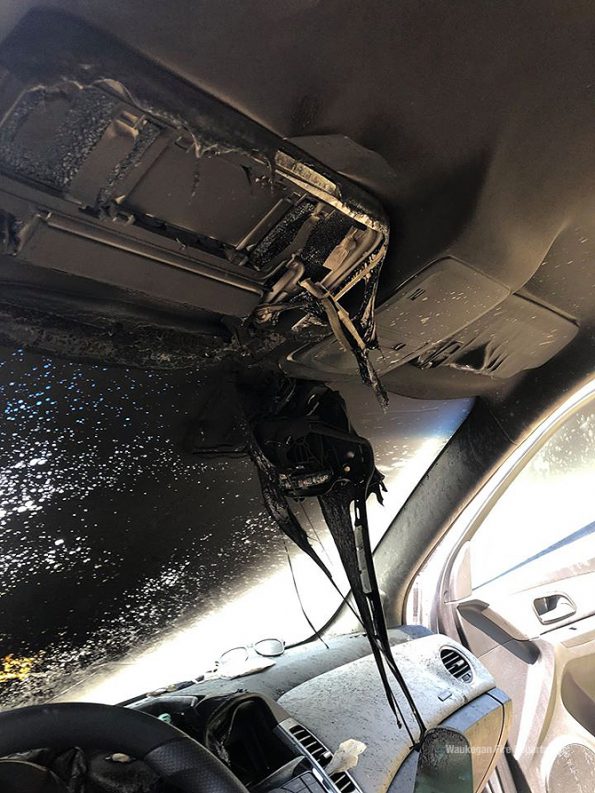 Vehicle fire connected to alcohol hand sanitizer storage (Waukegan Fire Department)