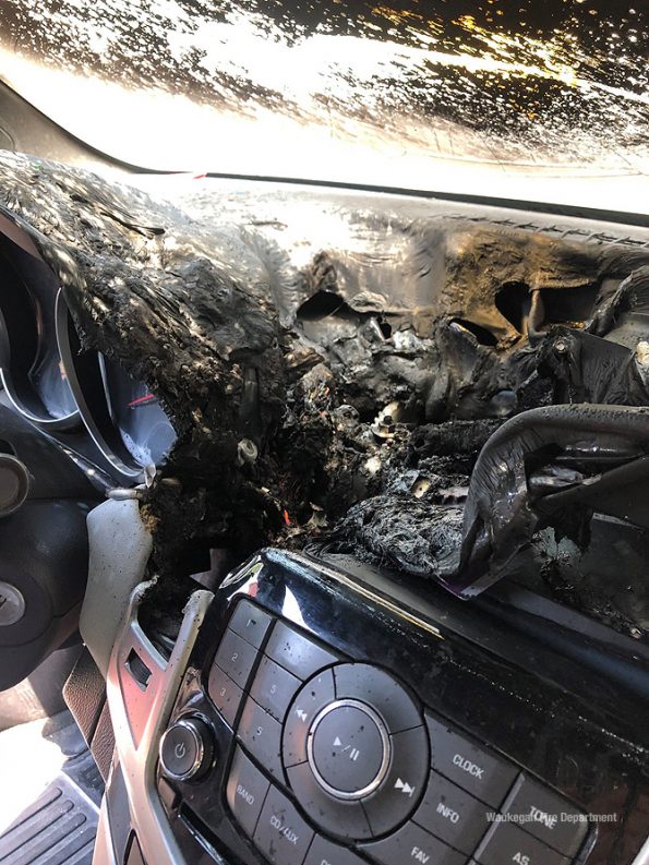 Vehicle fire connected to alcohol hand sanitizer storage (Waukegan Fire Department)