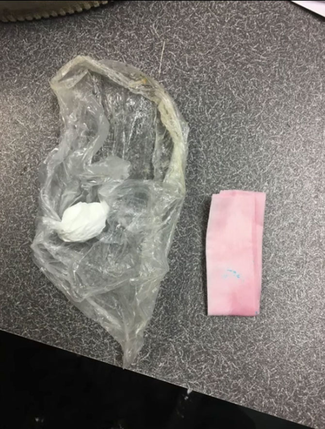 Cocaine baggie ingested by suspect (SOURCE: Round Lake Beach Police Department)
