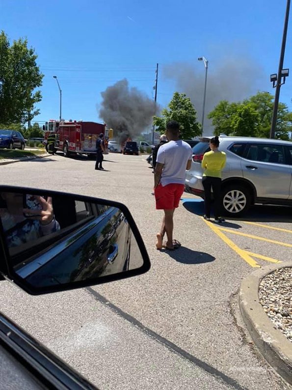 Kia Soul fire in parking lot near Harvest Fresh Market, Arlington Heights