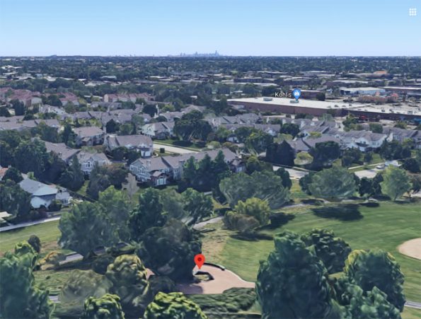 Google Satellite 3D Payton Hill lookout facing southeast toward Chicago
