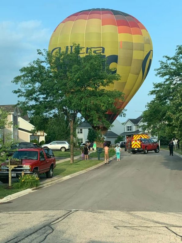 Hot Air Balloon emergency landing for on board medical emergency (SOURCE: Huntley Fire Protection District)