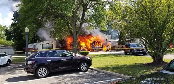 Mobile home fire on Broughman Drive in Wheeling on Friday July 10, 2020