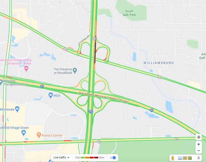 Fuel Leak northbound Route 53 at Algonquin Road near Rolling Meadows on Wednesday July 8, 2020 Fuel Leak northbound Route 53 at Algonquin Road near Rolling Meadows on Wednesday July 8, 2020