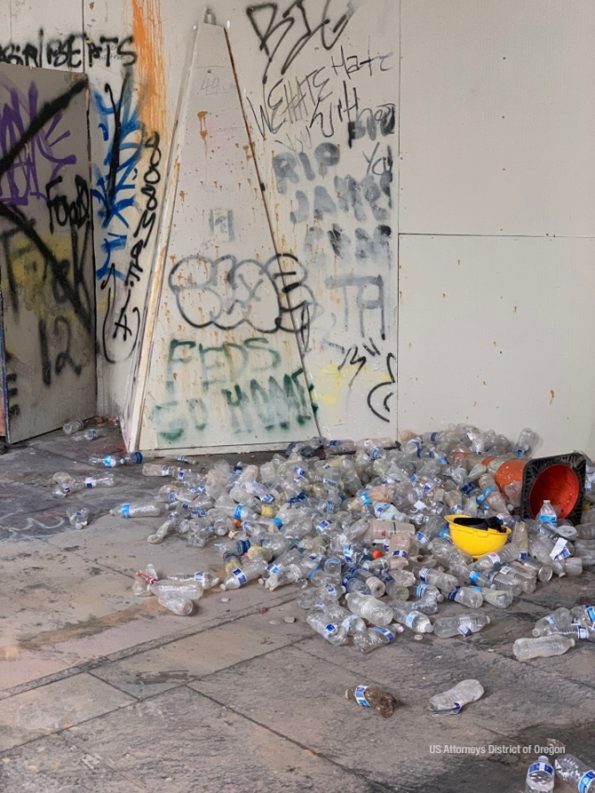 Trash at Mark O. Hatfield Federal Courthouse in Portland, Oregon (SOURCE: US Attorneys District of Oregon)