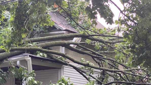 Arlington Heights house damage from downed tree