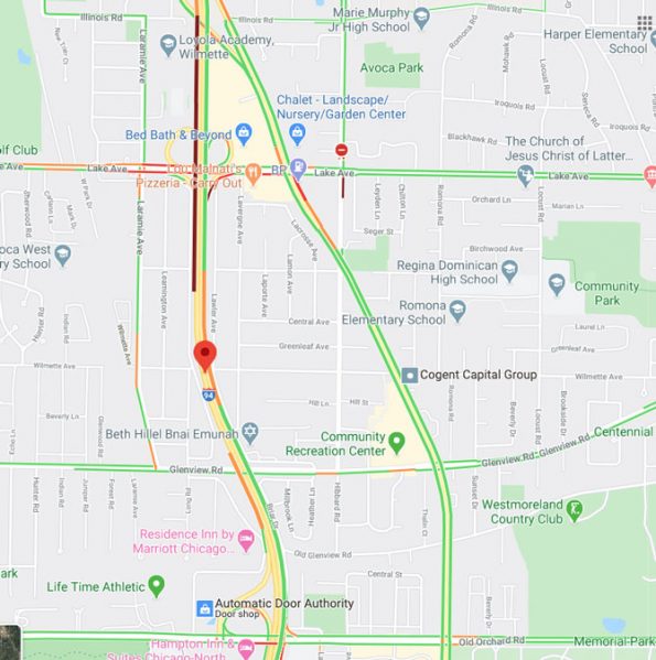 Edens Expressway Crash Map just after crash Wednesday August 12, 2020