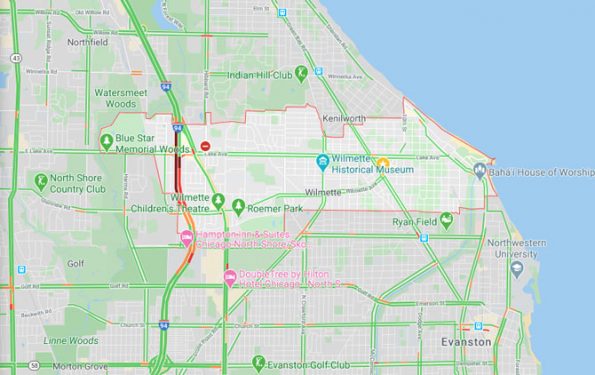 Edens Expressway Crash Map for early Thursday August 13, 2020