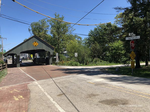 The only option for trucks approaching the bridge from the southwest is a right turn to Schaeffer Road, which is a gravel residential road with a soft shoulder -- not a good option for truck drivers