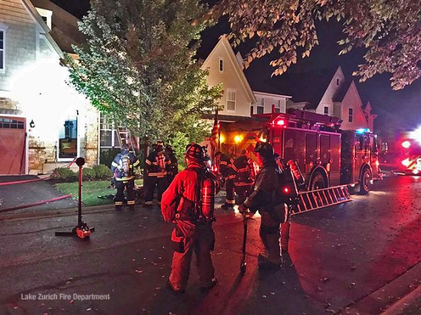 Firefighters at scene of house fire in Deer Park in Lake County (SOURCE: Lake Zurich Fire Department)