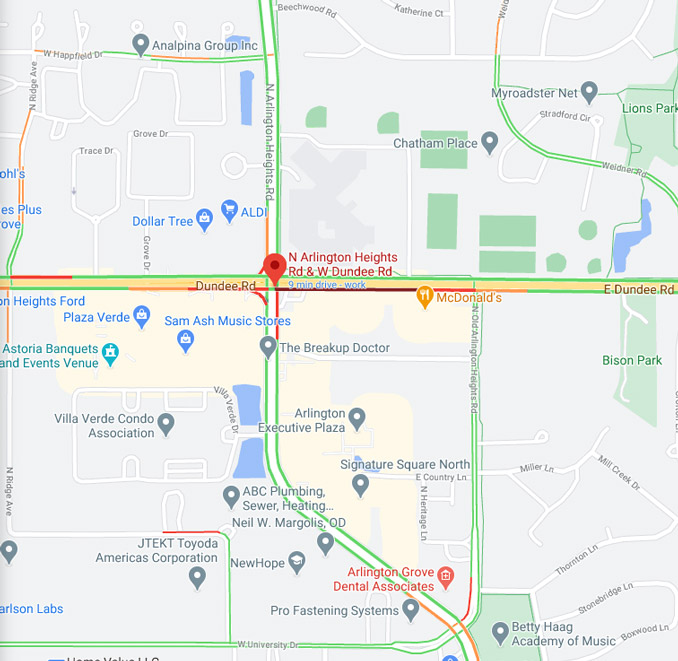 Dundee and Old Arlington Heights Road crash map Saturday, September 12, 2020