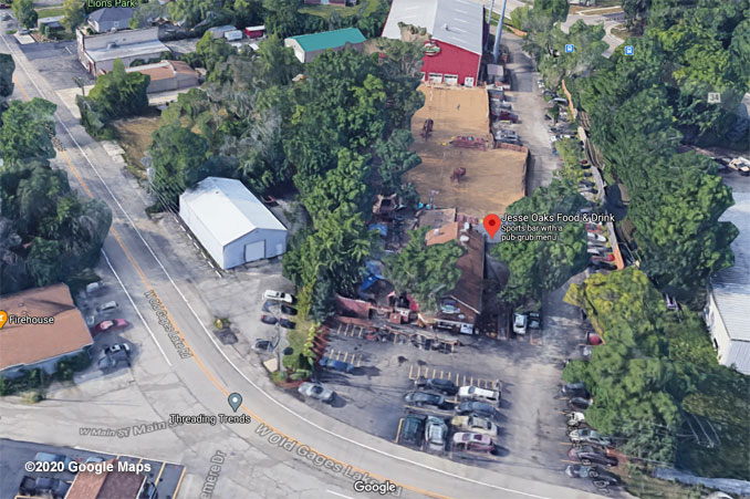 Jesse Oaks Food and Drink Sports Bar Aerial View (©2020 Google Maps)