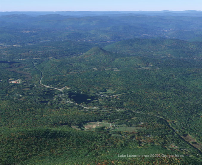 Lake Luzerne Area Aerial View looking west (©2020 Google Maps)