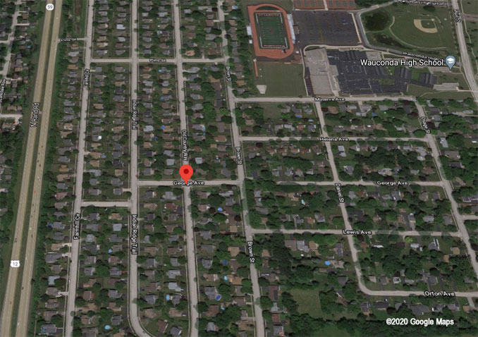 Armed robbery scene map Saturday, September 19, 2020 Old Country Way Wauconda Aerial View (©2020 Google Maps)