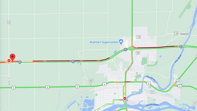 I-80 crash near Ottawa, Illinois on Friday, September 25, 2020 (©2020 Google Map)