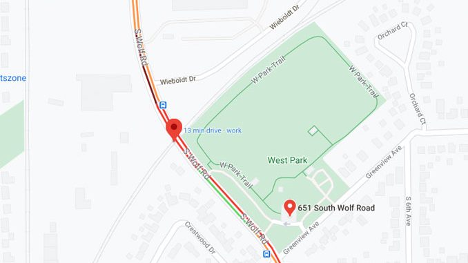 Pedestrian hit by a freight train at Wolf Road crossing near West Park (Google satellite map) Pedestrian hit by a freight train at Wolf Road crossing near West Park (Google satellite map)