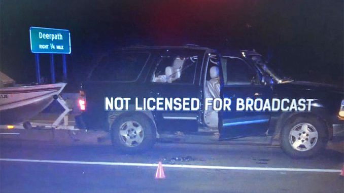 Chevy Tahoe with person shot on Route 41 in Lake Forest, Tuesday, September 16, 2020