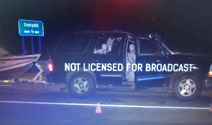 Chevy Tahoe with person shot on Route 41 in Lake Forest, Wednesday, September 16, 2020