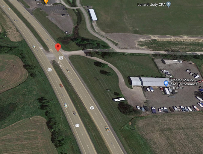 Wauconda US-12 Aerial View for Friday, September 25, 2020 crash (©2020 Google Maps)