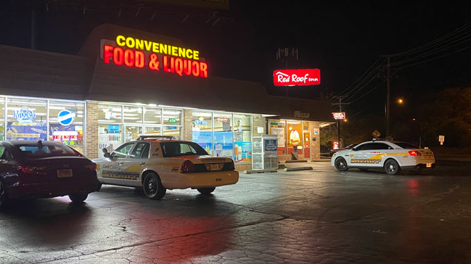 Cook County Sheriff's Police at scene investigating an Attempt Armed Robbery at Pedro's Pizza at Rand Road and Route 53