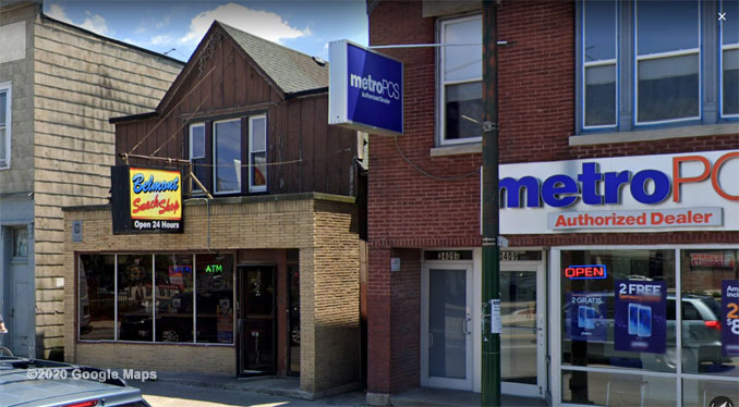 Belmont Snack Shop Street View (©2020 Google Maps)