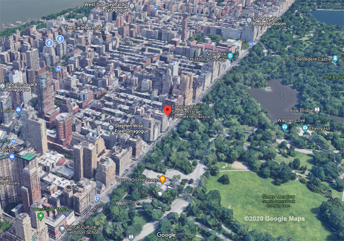 Central Park West and 70th Aerial View (©2020 Google Maps)