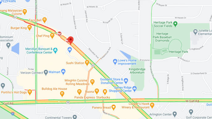 Crash Map Algonquin Road near Walmart in Rolling Meadows (Map data ©2020 Google)