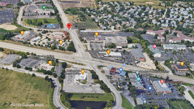 Dilleys Road and Nations Drive Gurnee Aerial View (©2020 Google Maps) Dilleys Road and Nations Drive Gurnee Aerial View (©2020 Google Maps)