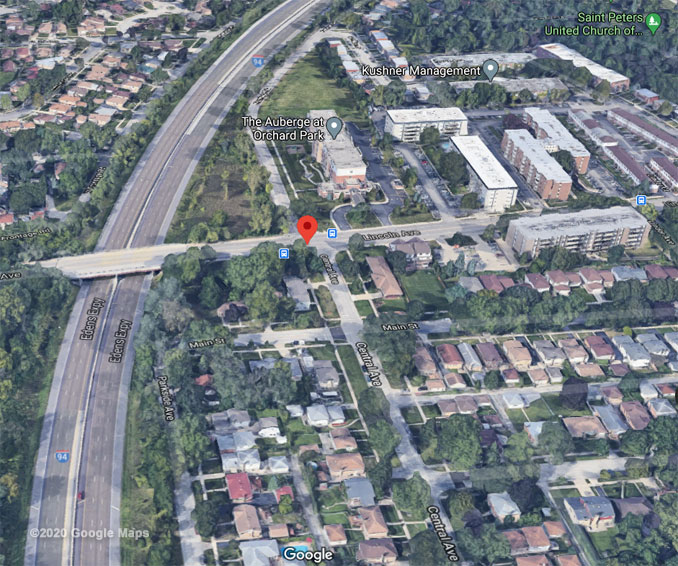 LIncoln Avenue and Central Avenue in Morton Grove Aerial View (©2020 Google Maps)