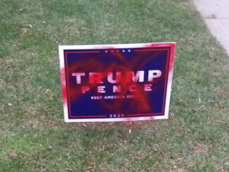 Trump Pence campaign sign defaced in south side neighborhood in Arlington Heights, 3:48 a.m. to 3:55 a.m. on Sunday, October 25, 2020