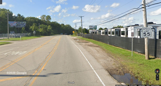 Northbound US-45 near Route 173 and Gander RV in Antioch Township (©2020 Google)