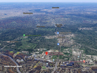 View south over Walter Reed Medical Center, AerialView (©2020 Google Maps)