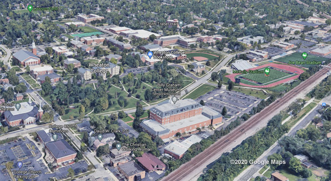 Wheaton College Aerial View (©2020 Google Maps)